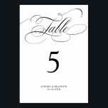 Moderne kalligrafie tijdloze zwart-wit bruiloft kaart<br><div class="desc">Een tijdloos en elegant trouwtafelnummer met verfijnd kalligrafiescript op een klassieke achtergrond,  perfect voor een formele en verfijnde huwelijksviering. Voor maatwerk of extra producten met dit ontwerp,  neem dan gerust contact met mij op.</div>