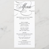 Moderne kalligrafie tijdloze zwart wit bruiloft menu (Voorkant)