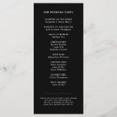 Moderne kalligrafie tijdloze zwart wit bruiloft programmakaart (Achterkant)