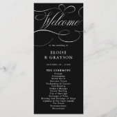 Moderne kalligrafie tijdloze zwart wit bruiloft programmakaart (Voorkant)