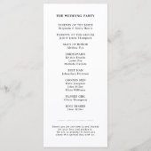 Moderne kalligrafie tijdloze zwart wit bruiloft programmakaart (Achterkant)