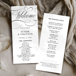 Moderne kalligrafie tijdloze zwart wit bruiloft programmakaart