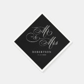 Moderne kalligrafie tijdloze zwart-wit bruiloft servet (Hoek)