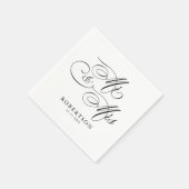 Moderne kalligrafie tijdloze zwart-wit bruiloft servet (Hoek)