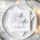 Moderne kalligrafie tijdloze zwart-wit bruiloft servet