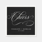 Moderne kalligrafie tijdloze zwart-wit bruiloft servet (Voorkant)