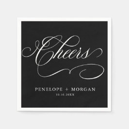 Moderne kalligrafie tijdloze zwart-wit bruiloft servet