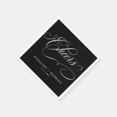 Moderne kalligrafie tijdloze zwart-wit bruiloft servet (Hoek)