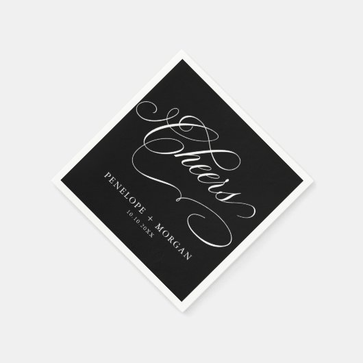 Moderne kalligrafie tijdloze zwart-wit bruiloft servet (Hoek)