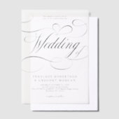 Moderne kalligrafie tijdloze zwart-wit bruiloft vellum uitnodigingen (Offset)