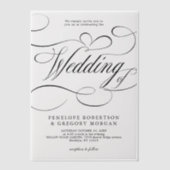 Moderne kalligrafie tijdloze zwart-wit bruiloft vellum uitnodigingen (Voorkant)