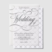 Moderne kalligrafie tijdloze zwart-wit bruiloft vellum uitnodigingen (Offset (Uitnodiging))