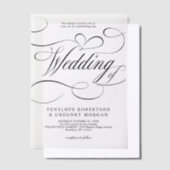 Moderne kalligrafie tijdloze zwart-wit bruiloft vellum uitnodigingen (Offset)