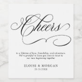 Moderne kalligrafie tijdloze zwart-wit bruiloft wijn etiket (Enkel label)