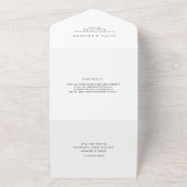 Moderne kalligrafie tijdloze zwart witte bruiloft all in one uitnodiging (Buitenkant)