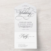 Moderne kalligrafie tijdloze zwart witte bruiloft all in one uitnodiging (Binnen)