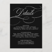 Moderne kalligrafie tijdloze zwart witte bruiloft informatiekaartje (Voorkant)