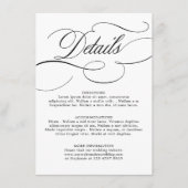 Moderne kalligrafie tijdloze zwart witte bruiloft informatiekaartje (Voorkant)