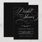 Moderne kalligrafie tijdloze zwarte Bruids Shower Kaart (Voorkant / Achterkant)