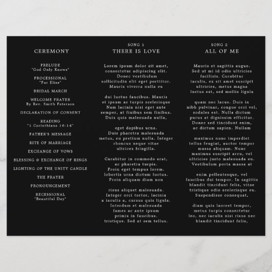 Moderne kalligrafie tijdloze zwarte bruiloft Progr (Achterkant)