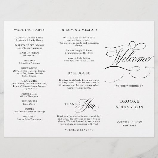 Moderne kalligrafie tijdloze zwarte bruiloft Progr (Voorkant)