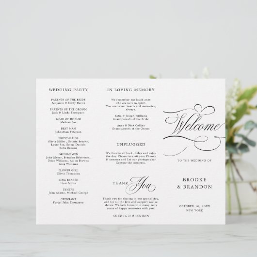 Moderne kalligrafie tijdloze zwarte bruiloft Progr (Staand voorkant)