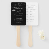 Moderne kalligrafie tijdloze zwarte bruiloft Tijdl Handwaaier (Voorkant en achterkant)