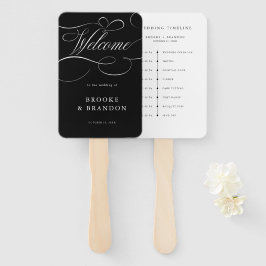 Moderne kalligrafie tijdloze zwarte bruiloft Tijdl Handwaaier