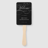 Moderne kalligrafie tijdloze zwarte bruiloft Tijdl Handwaaier (Voorkant)