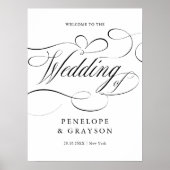 Moderne kalligrafie tijdloze zwarte bruiloft Welko Poster (Voorkant)