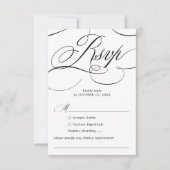 Moderne kalligrafie tijdloze Zwarte witte bruiloft RSVP Kaartje (Voorkant)