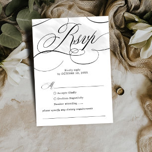 Moderne kalligrafie tijdloze Zwarte witte bruiloft RSVP Kaartje