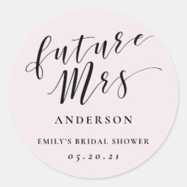 Moderne kalligrafie Toekomstige mevrouw Bruidsfees Ronde Sticker