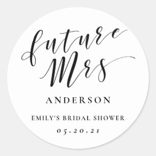 Moderne kalligrafie Toekomstige mevrouw Bruidsfees Ronde Sticker