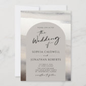 Moderne kalligrafie Trendy Arch Earth Tones Weddin Kaart (Voorkant)