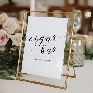 Moderne kalligrafie trouw cigar bar bord poster