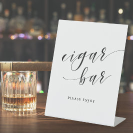 Moderne kalligrafie trouw cigar bar reclamebord met voetstuk