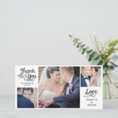 Moderne kalligrafie trouw- dankkaartjes zwart bedankkaart (Staand voorkant)