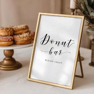 Moderne kalligrafie trouw donutbar bord poster