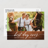 Moderne kalligrafie Trouwdag Hout Beste Dag Ooit Briefkaart (Voorkant / Achterkant)