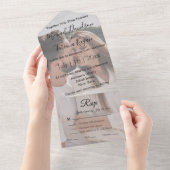 Moderne kalligrafie trouwfoto all in one uitnodiging (Afscheurbaar)