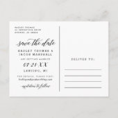 Moderne Kalligrafie Trouwfoto Save the Date Aankondigingskaart (Achterkant)