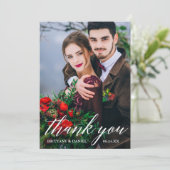 Moderne kalligrafie Trouwfoto Wat Bedankkaart (Staand voorkant)