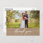 Moderne kalligrafie trouwkaart bedankje kraft briefkaart (Voorkant / Achterkant)
