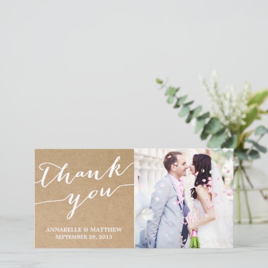 MODERNE KALLIGRAFIE | TROUWKAART FOTOCARD BEDANKJE BEDANKKAART (Staand voorkant)