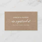 Moderne kalligrafie trouwregister Kraft Informatiekaartje (Voorkant)