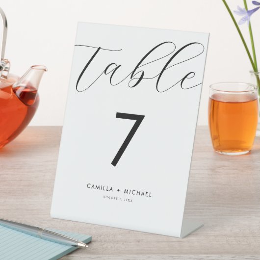 Moderne kalligrafie Trouwtafel nummer Kaart Reclamebord Met Voetstuk (Insitu)