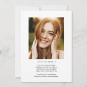 Moderne kalligrafie twee foto afstudeerfeest kaart (Achterkant)