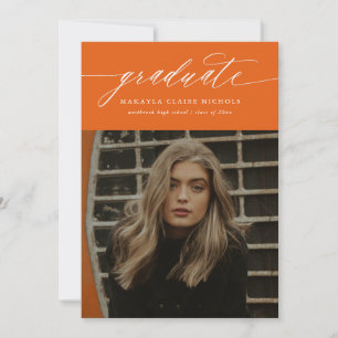 Moderne kalligrafie Twee foto Oranje Afstuderen Aankondiging