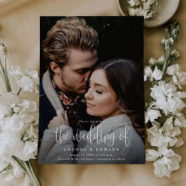 Moderne kalligrafie twee foto QR code bruiloft Kaart